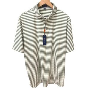 Stitch Golf Damon Polo Shirt Men's L Green Stripe Performance Stretch Athletic